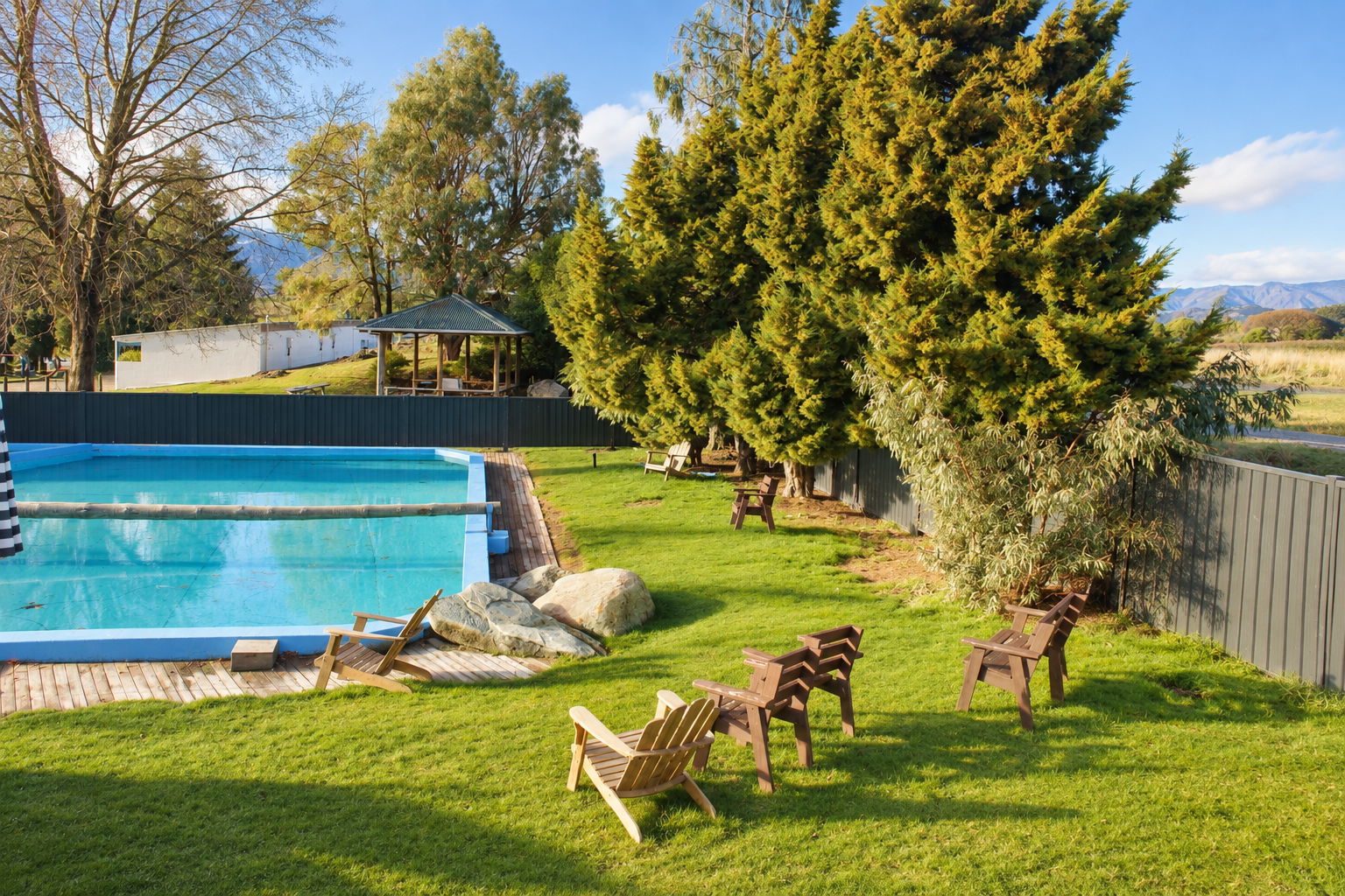 Communal facilities and open green space at the holiday park